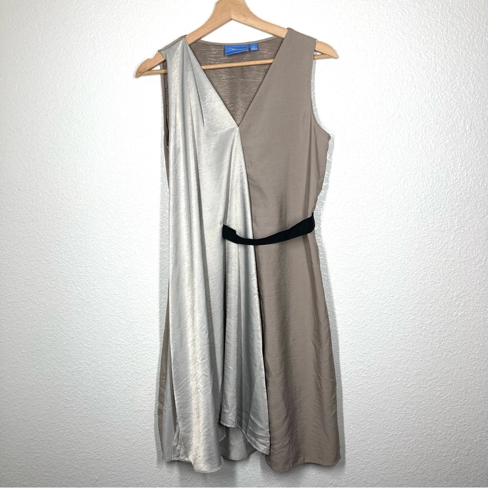 Simply Vera Vera Wang Dress Small Sleeveless Metallic 2 Tone Wrap Flowy belt